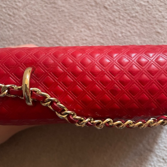 SOLD Tory Burch Marion embossed shrunken shoulder bag red - Picture 14 of 14